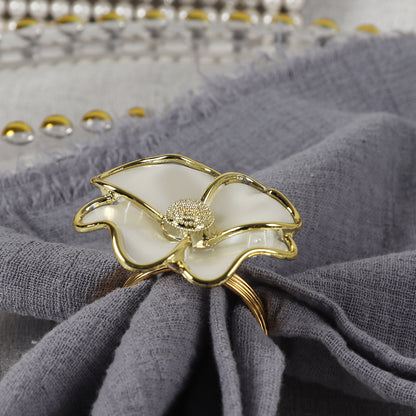 Golden Blossom Napkin Ring | 6 Piece Set
