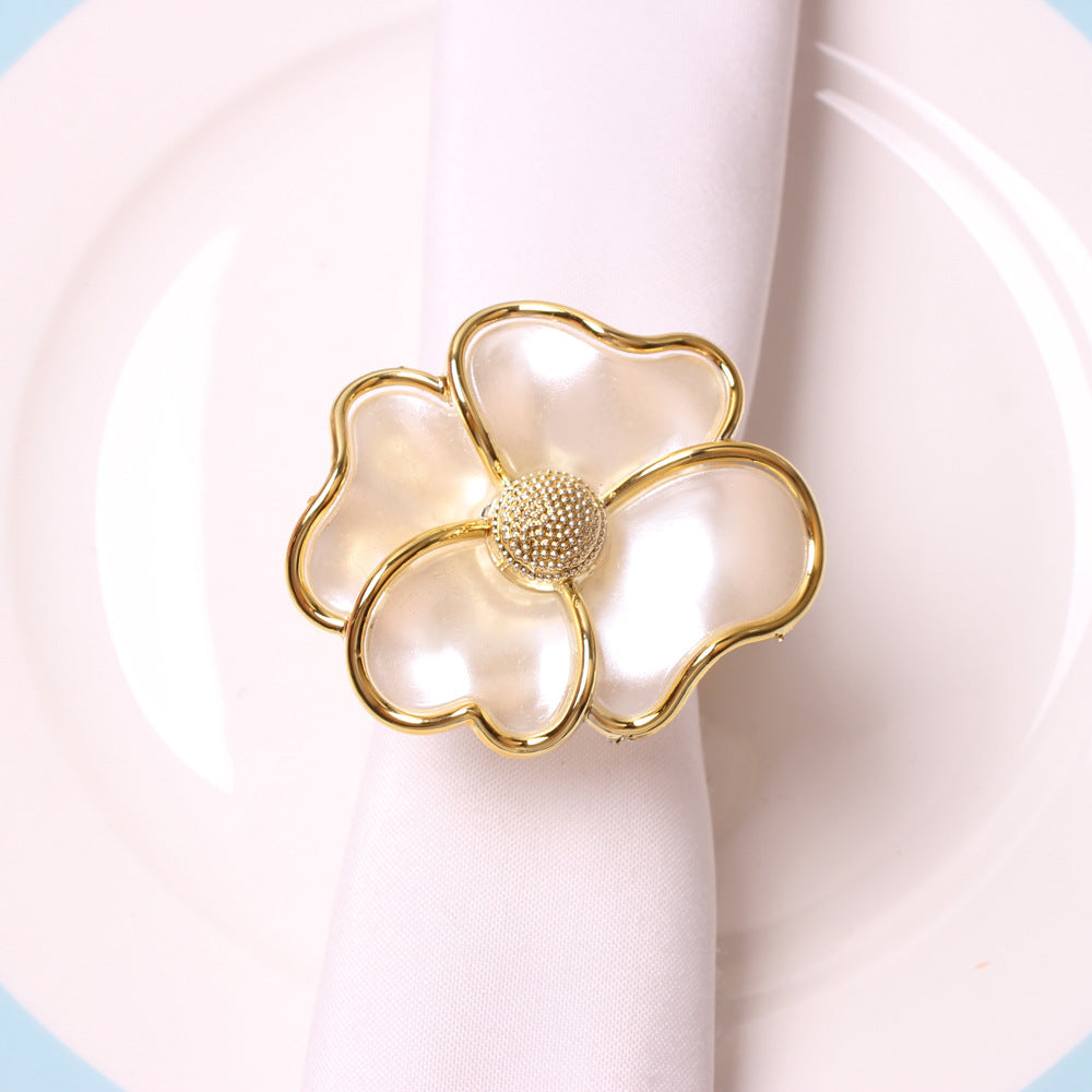 Golden Blossom Napkin Ring | 6 Piece Set