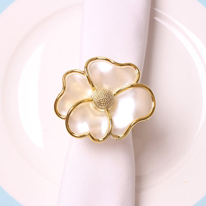 Golden Blossom Napkin Ring | 6 Piece Set