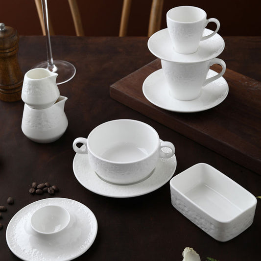 Ivory Grace Fine Porcelain Dinnerware Set  | 18 PCS Set Pebble Pure